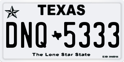 TX license plate DNQ5333