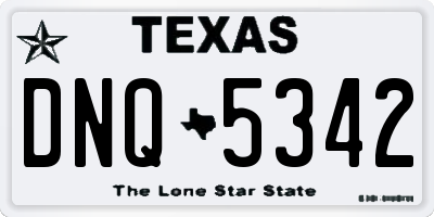 TX license plate DNQ5342