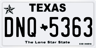 TX license plate DNQ5363
