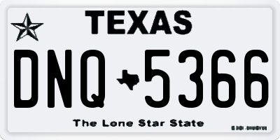 TX license plate DNQ5366