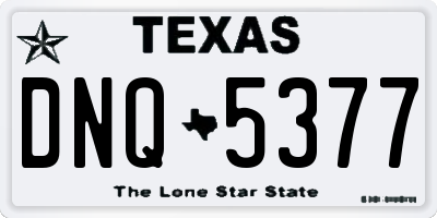 TX license plate DNQ5377
