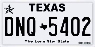 TX license plate DNQ5402