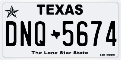 TX license plate DNQ5674