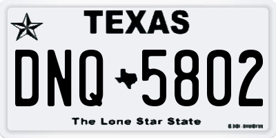 TX license plate DNQ5802