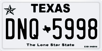 TX license plate DNQ5998