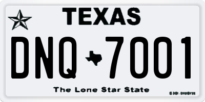 TX license plate DNQ7001