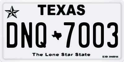 TX license plate DNQ7003