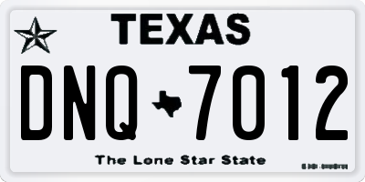 TX license plate DNQ7012