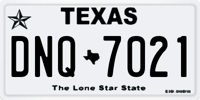 TX license plate DNQ7021