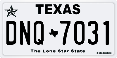 TX license plate DNQ7031