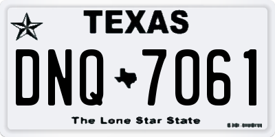 TX license plate DNQ7061