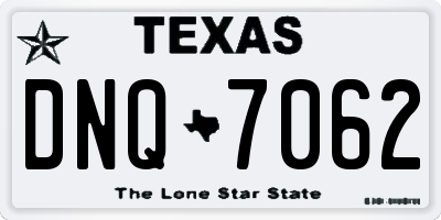 TX license plate DNQ7062