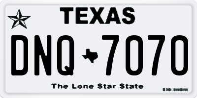 TX license plate DNQ7070