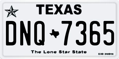 TX license plate DNQ7365