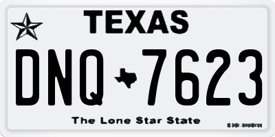 TX license plate DNQ7623