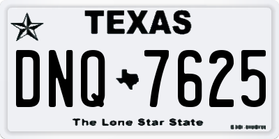 TX license plate DNQ7625