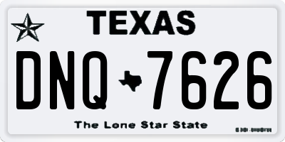 TX license plate DNQ7626