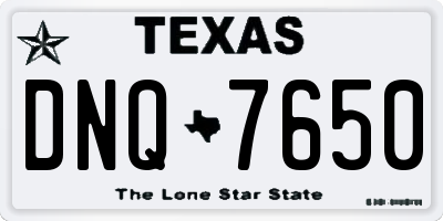 TX license plate DNQ7650