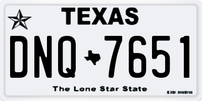 TX license plate DNQ7651