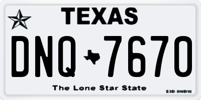 TX license plate DNQ7670