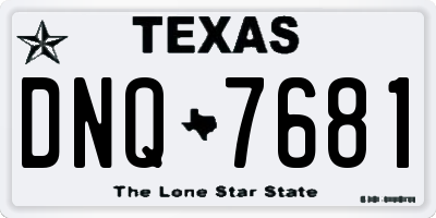 TX license plate DNQ7681