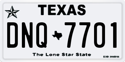 TX license plate DNQ7701