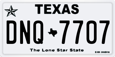 TX license plate DNQ7707