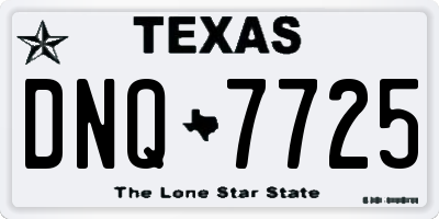 TX license plate DNQ7725