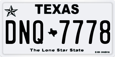 TX license plate DNQ7778