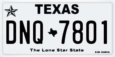 TX license plate DNQ7801