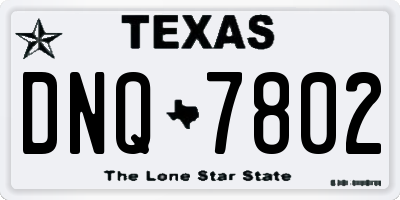 TX license plate DNQ7802