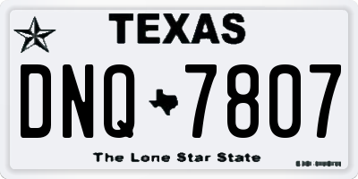TX license plate DNQ7807