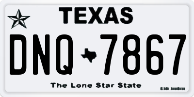 TX license plate DNQ7867