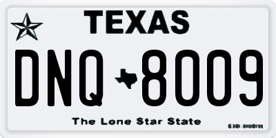 TX license plate DNQ8009