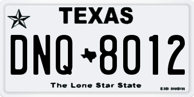 TX license plate DNQ8012