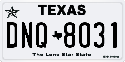 TX license plate DNQ8031