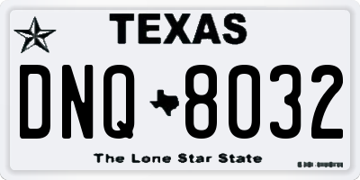 TX license plate DNQ8032