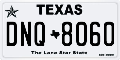 TX license plate DNQ8060