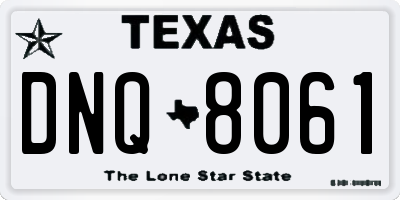 TX license plate DNQ8061