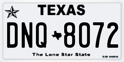 TX license plate DNQ8072