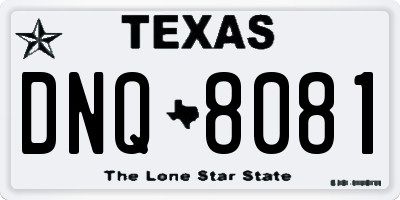 TX license plate DNQ8081