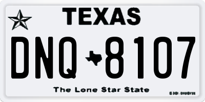 TX license plate DNQ8107