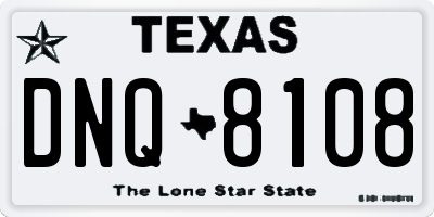 TX license plate DNQ8108