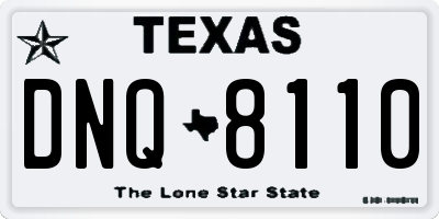 TX license plate DNQ8110