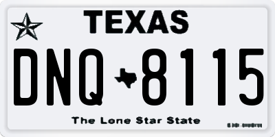 TX license plate DNQ8115