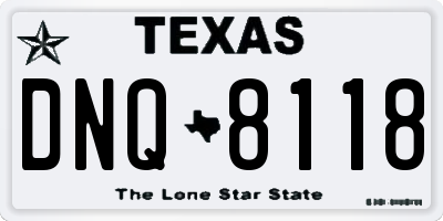TX license plate DNQ8118
