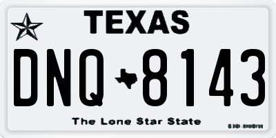 TX license plate DNQ8143