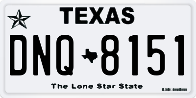 TX license plate DNQ8151