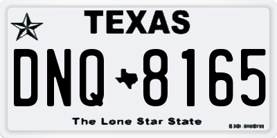 TX license plate DNQ8165