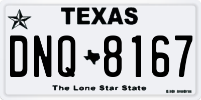 TX license plate DNQ8167